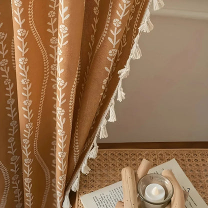 Curtains Light Filtering Microfiber Wheat Tassel Trim