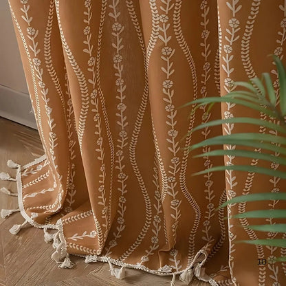 Curtains Light Filtering Microfiber Wheat Tassel Trim