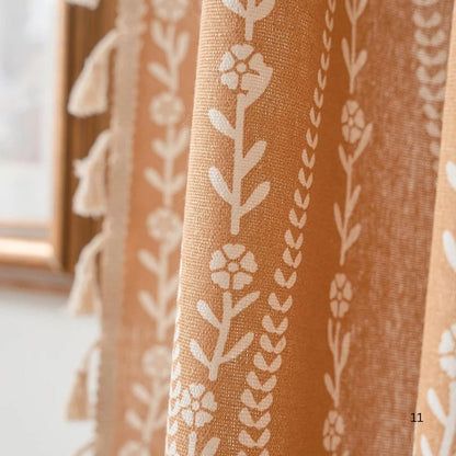 Curtains Light Filtering Microfiber Wheat Tassel Trim