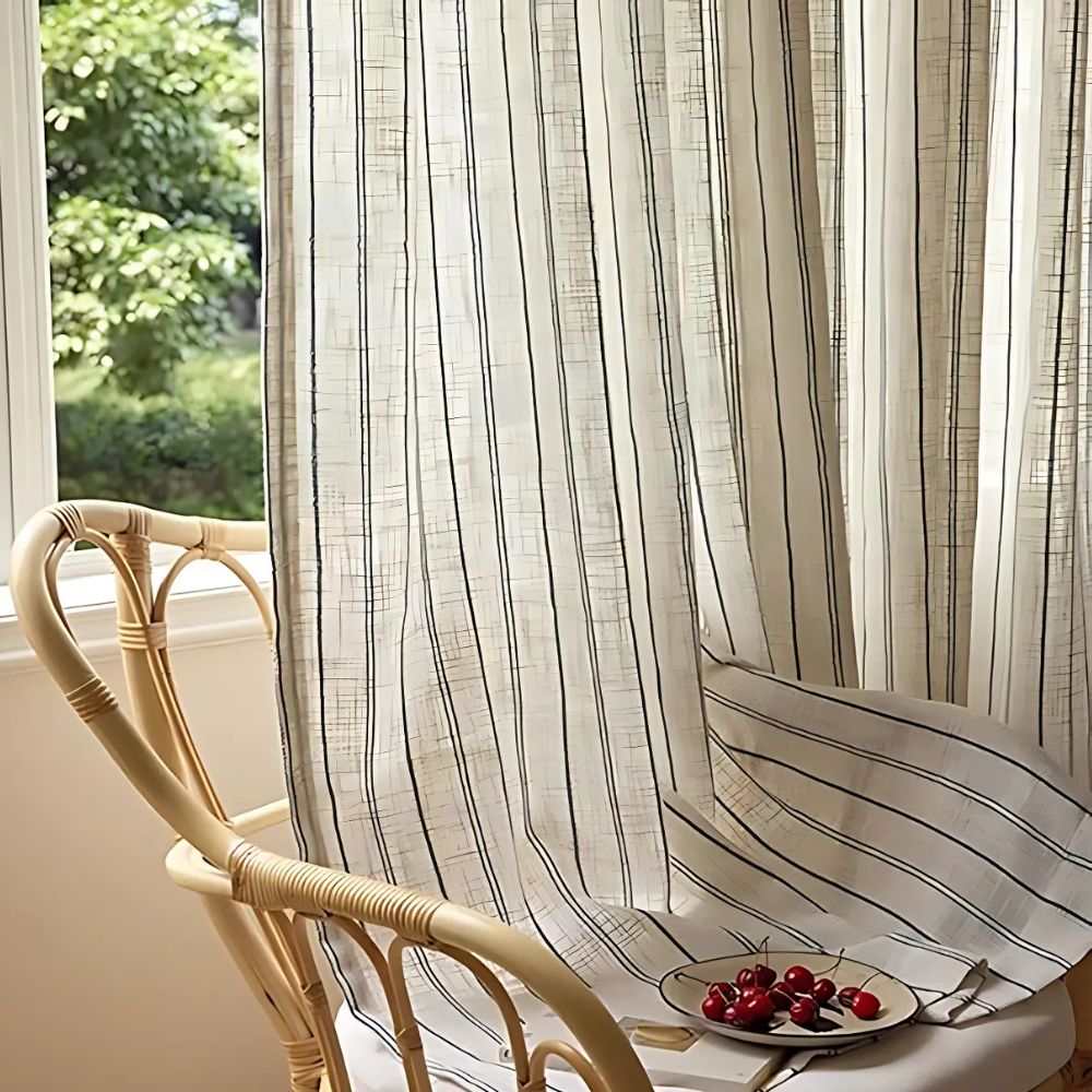 Curtains Semi-Sheer Vertical Stripe Grommet Top