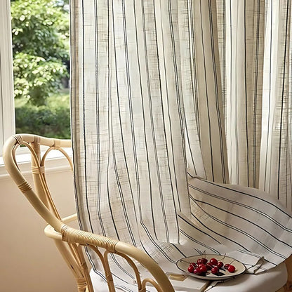 Curtains Semi-Sheer Vertical Stripe Grommet Top