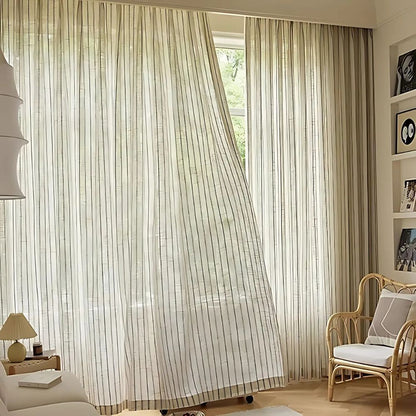 Curtains Semi-Sheer Vertical Stripe Grommet Top