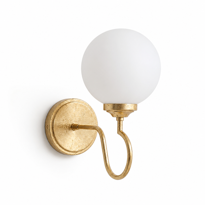 Curved Arm Glass Globe Wall Sconce