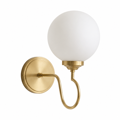 Curved Arm Glass Globe Wall Sconce
