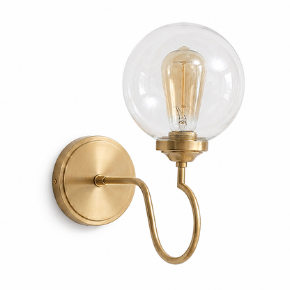 Curved Arm Glass Globe Wall Sconce