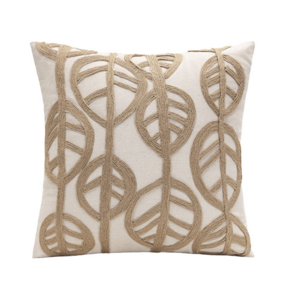 Cushion Cover 12 x 20 Leaf Embroidered Invisible Zipper