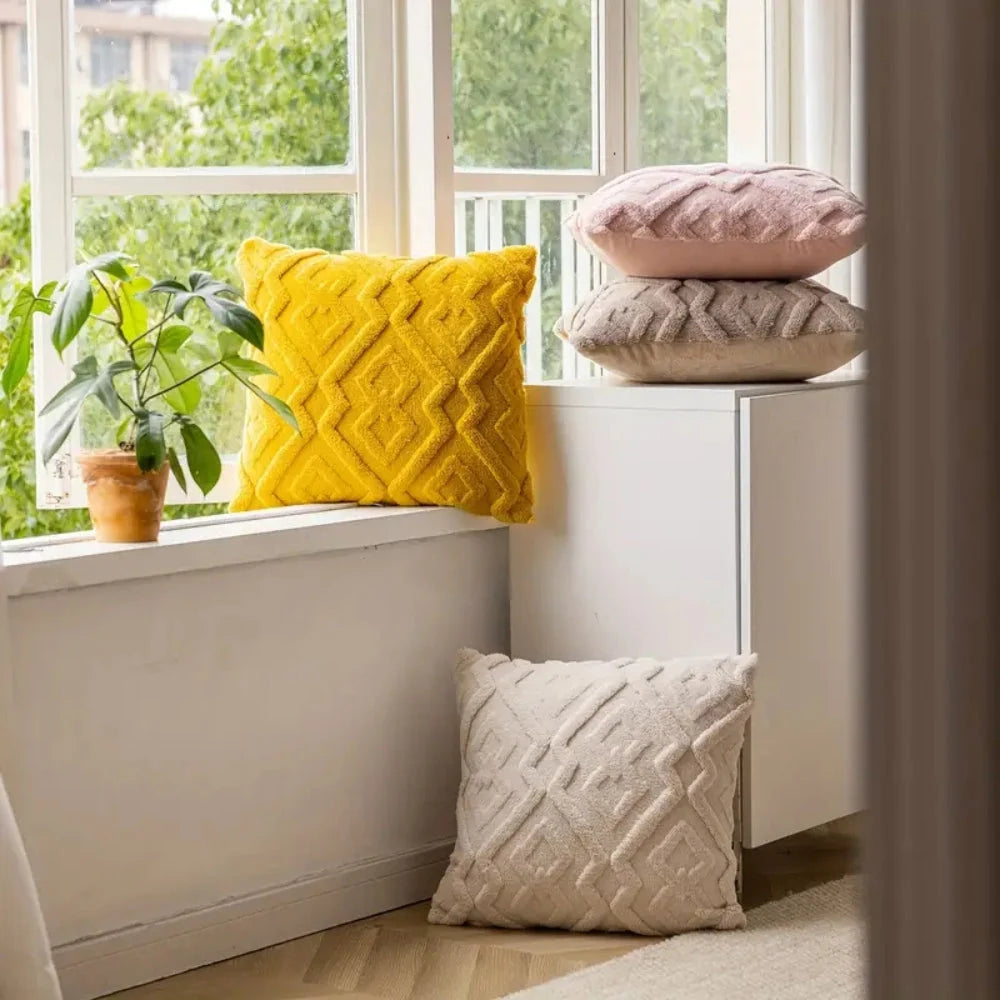 Cushion Cover 18x18 Plush Microfiber Diamond Pattern