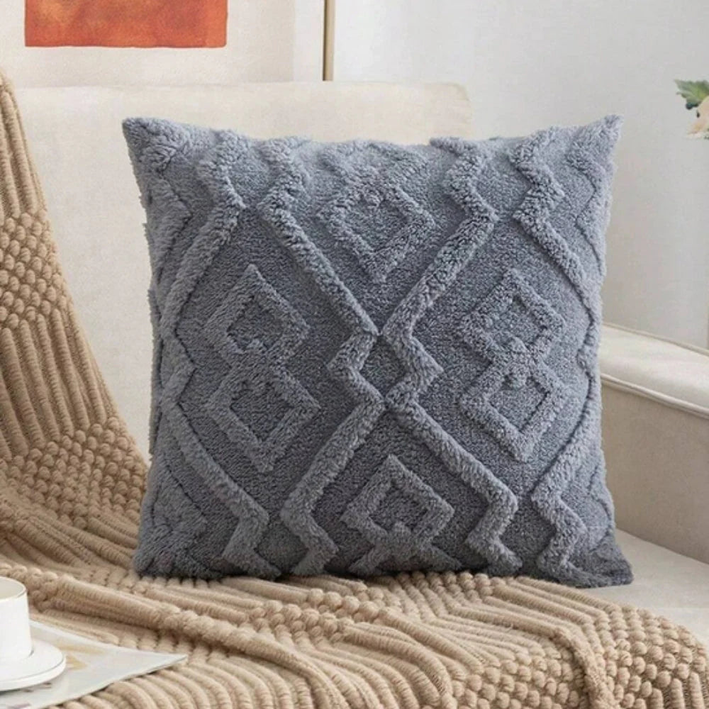 Cushion Cover 18x18 Plush Microfiber Diamond Pattern