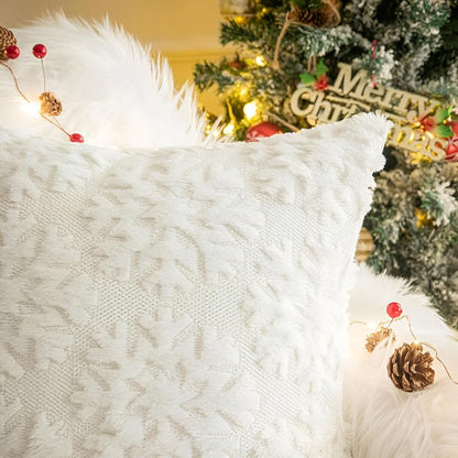 Cushion Cover 3D Snowflake Soft Polyester Hidden Zipper