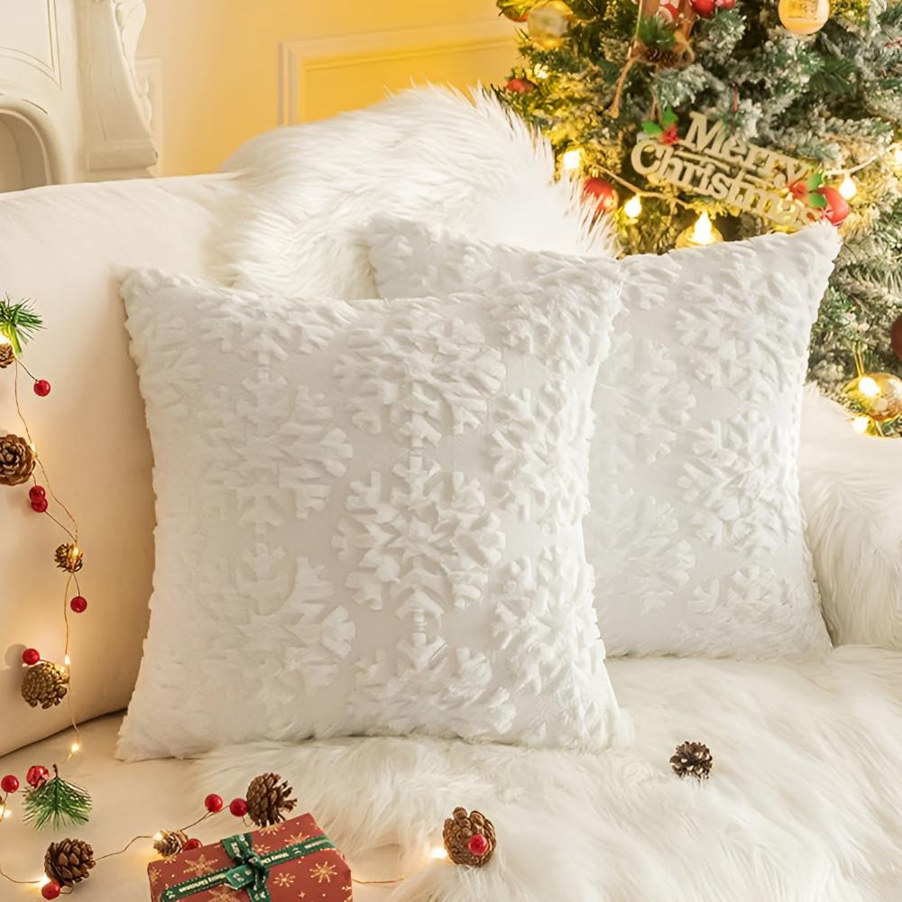 Cushion Cover 3D Snowflake Soft Polyester Hidden Zipper