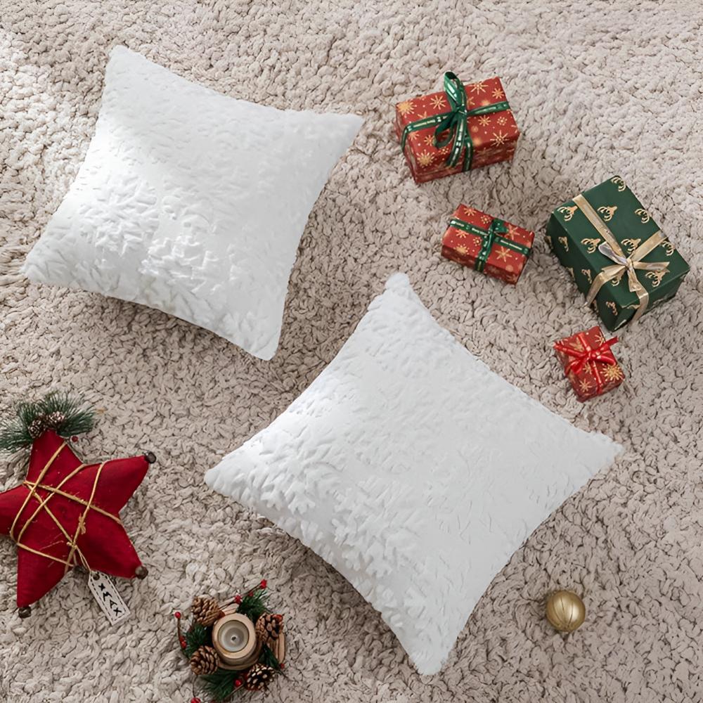 Cushion Cover 3D Snowflake Soft Polyester Hidden Zipper