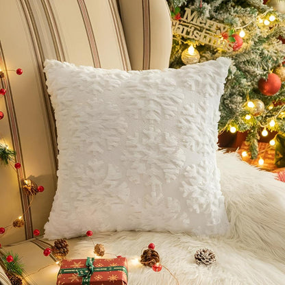 Cushion Cover 3D Snowflake Soft Polyester Hidden Zipper