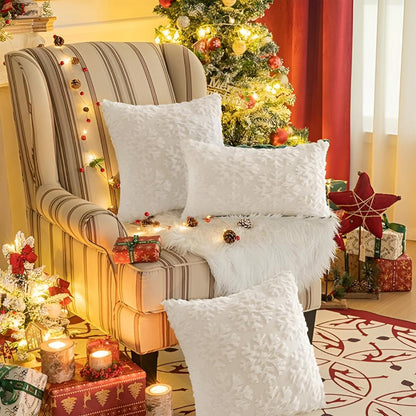 Cushion Cover 3D Snowflake Soft Polyester Hidden Zipper