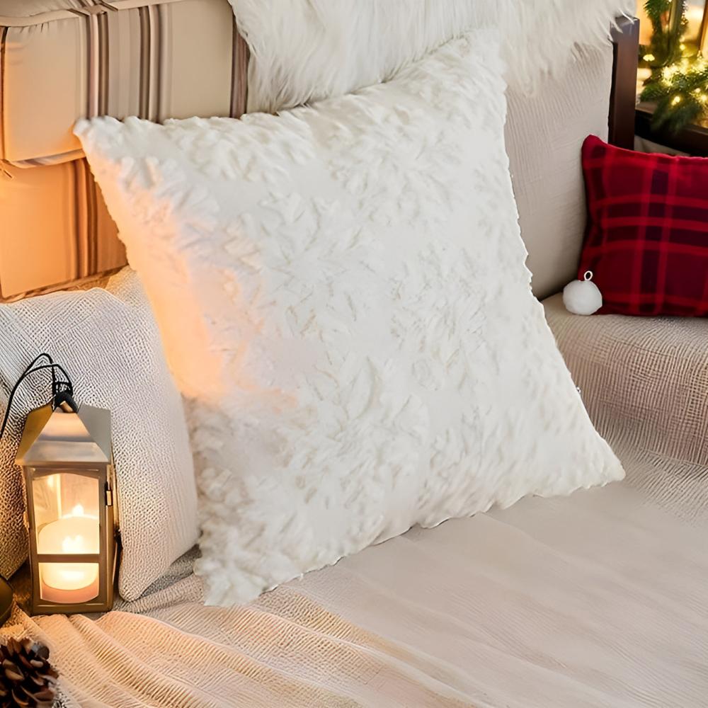 Cushion Cover 3D Snowflake Soft Polyester Hidden Zipper