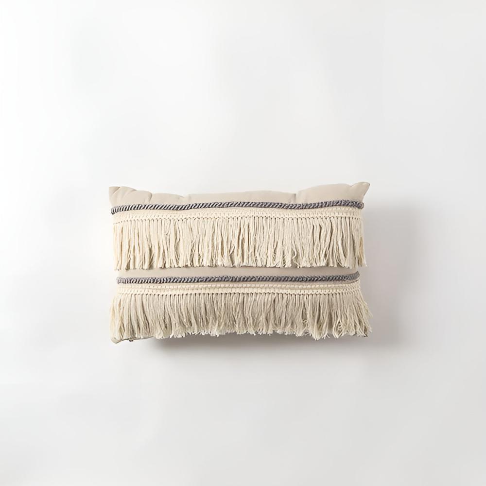 Cushion Cover Bohemian Fringe Tassels Linen & Hidden Zip