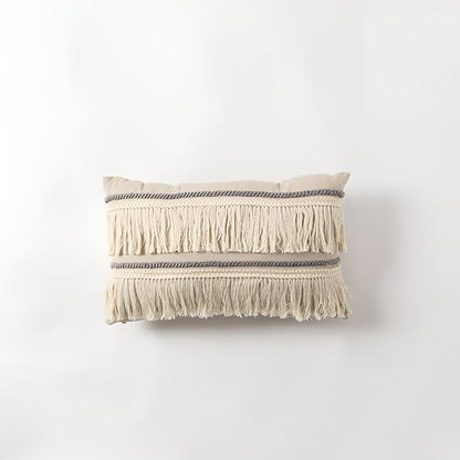 Cushion Cover Bohemian Fringe Tassels Linen & Hidden Zip