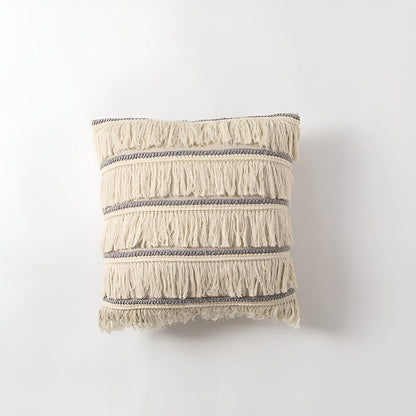 Cushion Cover Bohemian Fringe Tassels Linen & Hidden Zip