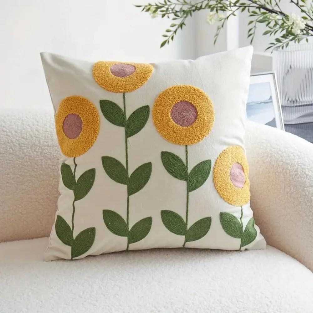 Cushion Cover Botanical Print Cotton Blend 45x45cm