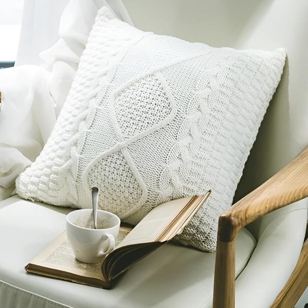 Cushion Cover Braided Knit Acrylic Cotton Metal Zipper