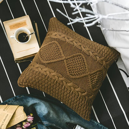 Cushion Cover Braided Knit Acrylic Cotton Metal Zipper