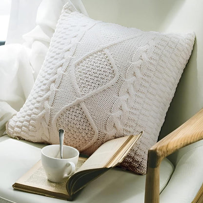 Cushion Cover Braided Knit Acrylic Cotton Metal Zipper