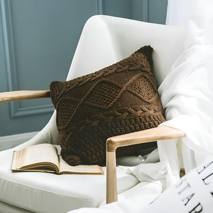 Cushion Cover Braided Knit Acrylic Cotton Metal Zipper