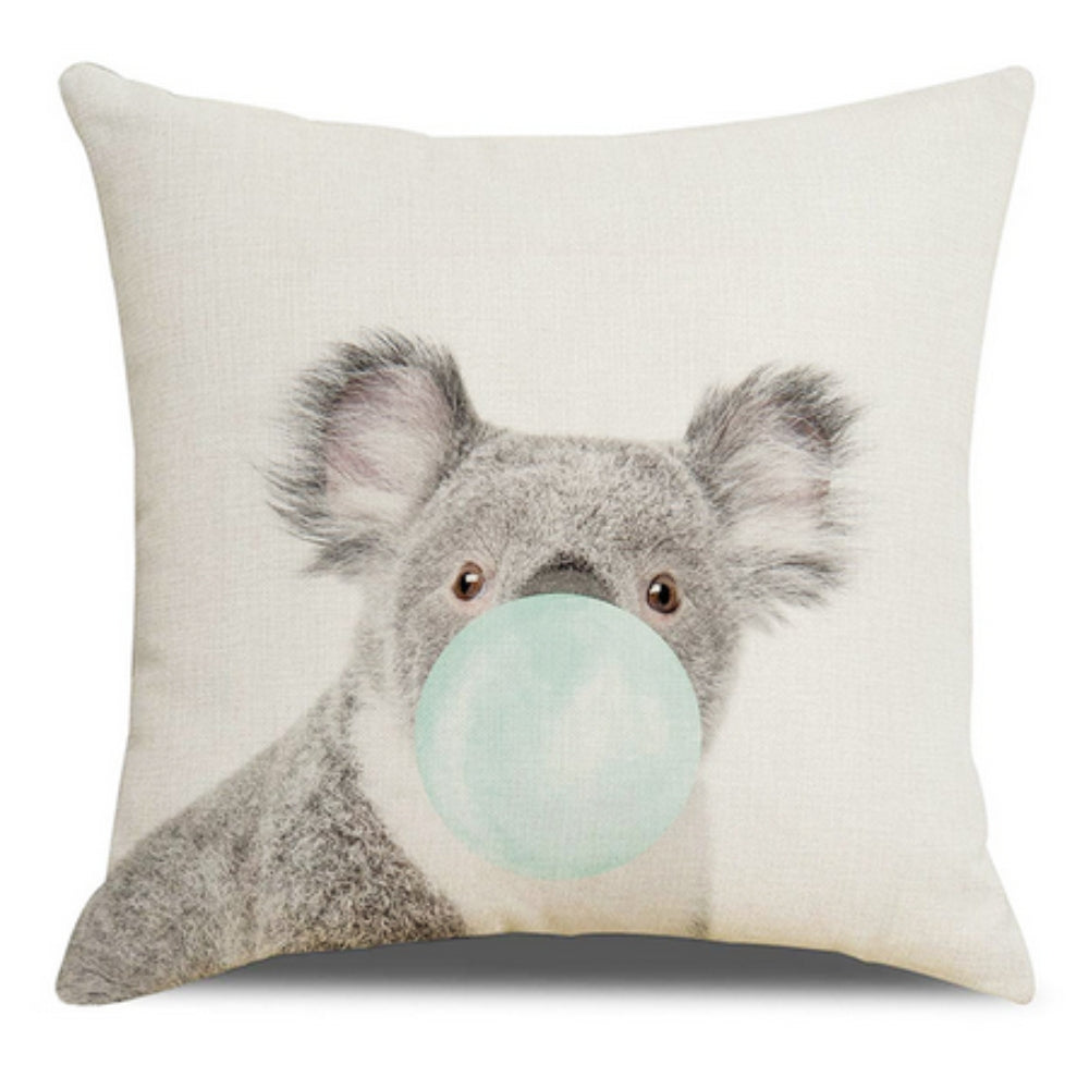 Cushion Cover Bubble-Gum Animal Print Linen-Cotton