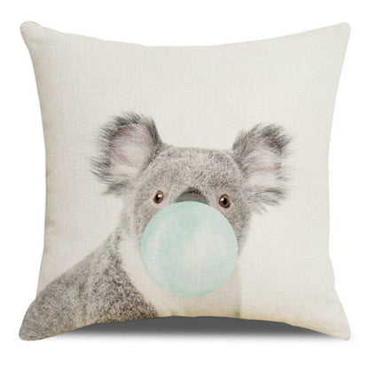 Cushion Cover Bubble-Gum Animal Print Linen-Cotton