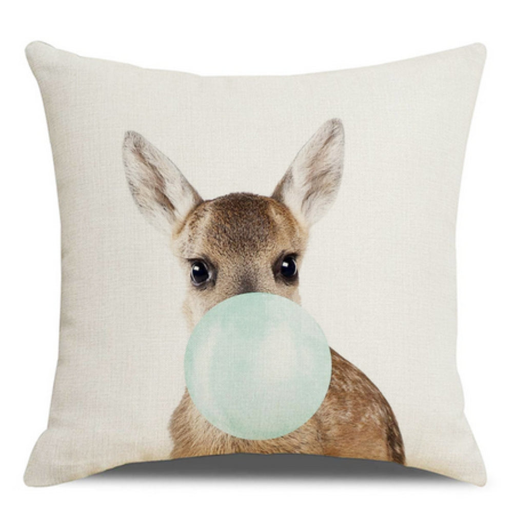 Cushion Cover Bubble-Gum Animal Print Linen-Cotton
