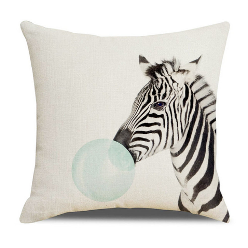 Cushion Cover Bubble-Gum Animal Print Linen-Cotton