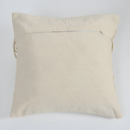 Cushion Cover Burlap & Tassels Hidden Zipper