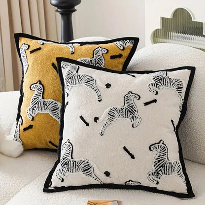 Cushion Cover Chenille Geometric Embroidery & Zip Closure