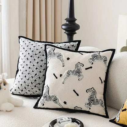 Cushion Cover Chenille Geometric Embroidery & Zip Closure