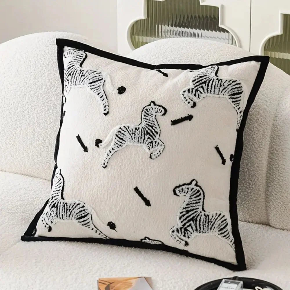 Cushion Cover Chenille Geometric Embroidery & Zip Closure