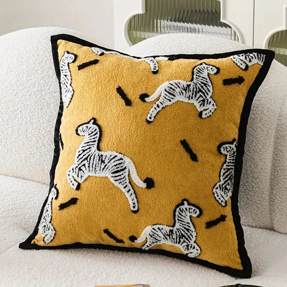 Cushion Cover Chenille Geometric Embroidery & Zip Closure