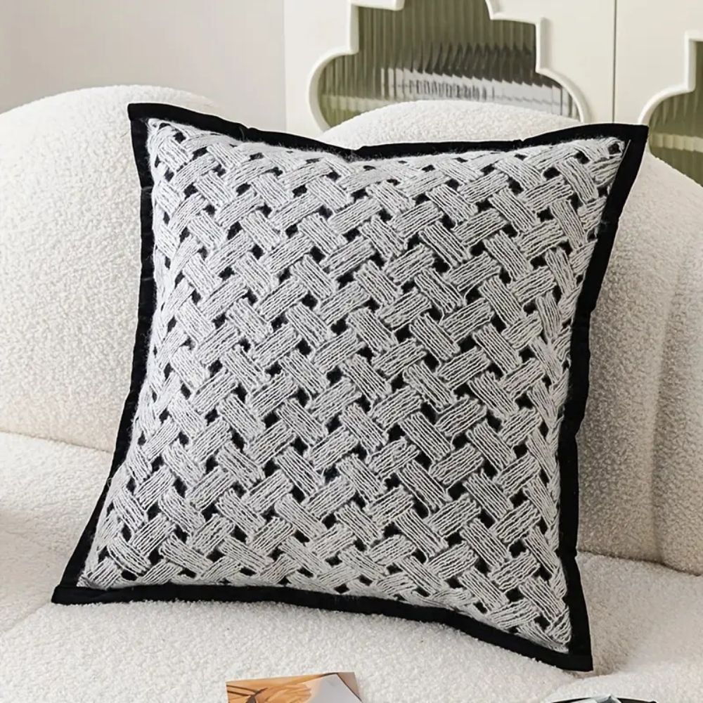 Cushion Cover Chenille Geometric Embroidery & Zip Closure