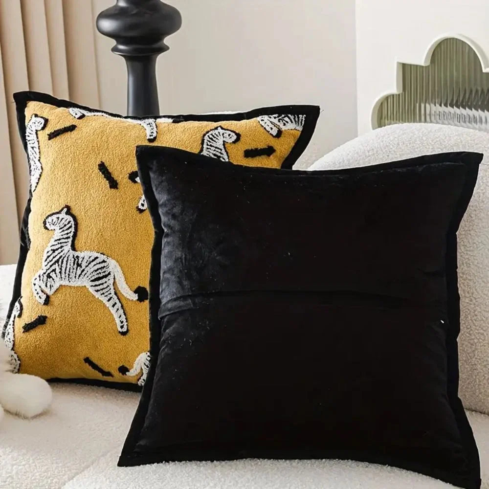 Cushion Cover Chenille Geometric Embroidery & Zip Closure