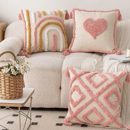 Cushion Cover Chenille Reversible Tassel Trim 18x18