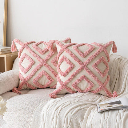 Cushion Cover Chenille Reversible Tassel Trim 18x18