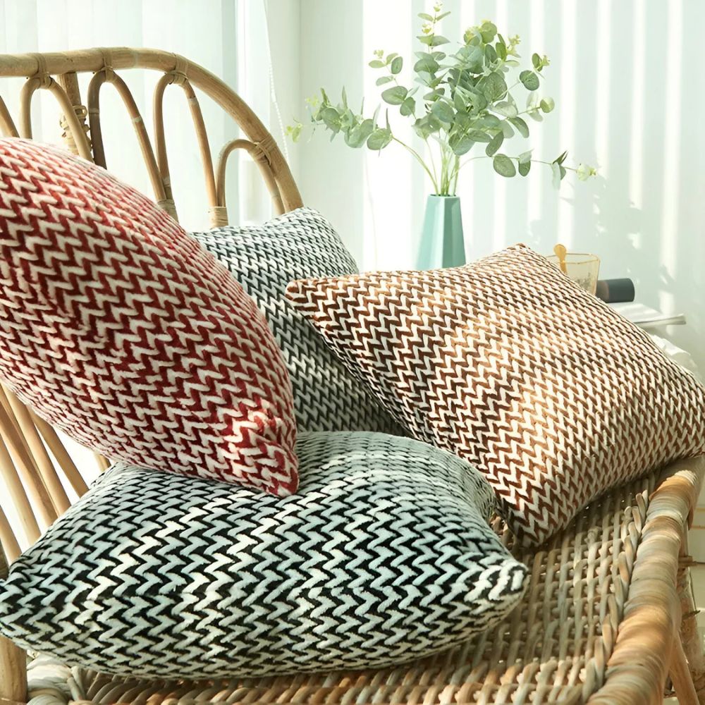 Cushion Cover Chevron Microfiber Machine Washable