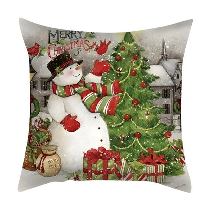 Cushion Cover Christmas Cardinal Print Polyester Linen & Hidden Zipper