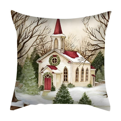 Cushion Cover Christmas Cardinal Print Polyester Linen & Hidden Zipper