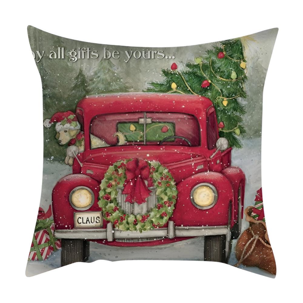 Cushion Cover Christmas Cardinal Print Polyester Linen & Hidden Zipper