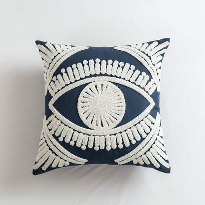 Cushion Cover Embroidered Boho Cotton Canvas 18 Inch