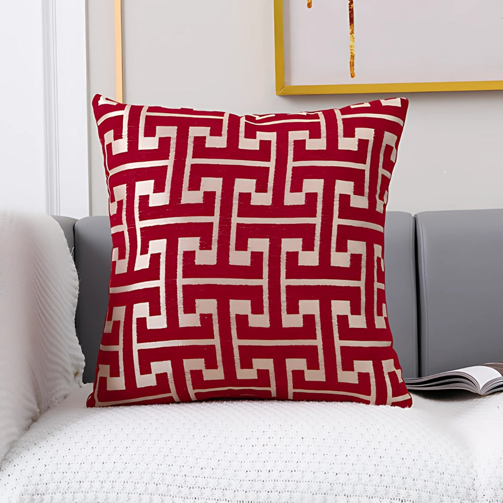 Cushion Cover Embroidered Chenille Cotton Blend Machine Washable
