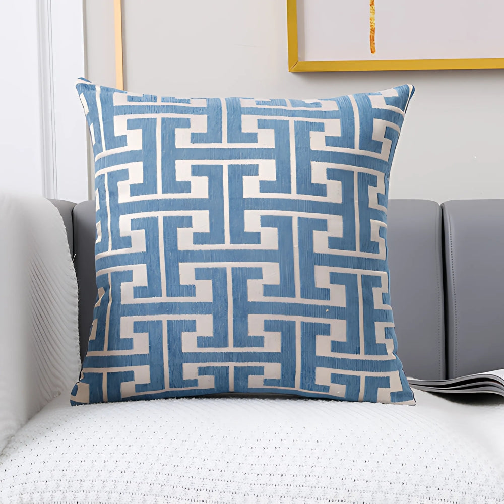 Cushion Cover Embroidered Chenille Cotton Blend Machine Washable