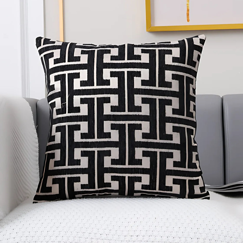 Cushion Cover Embroidered Chenille Cotton Blend Machine Washable