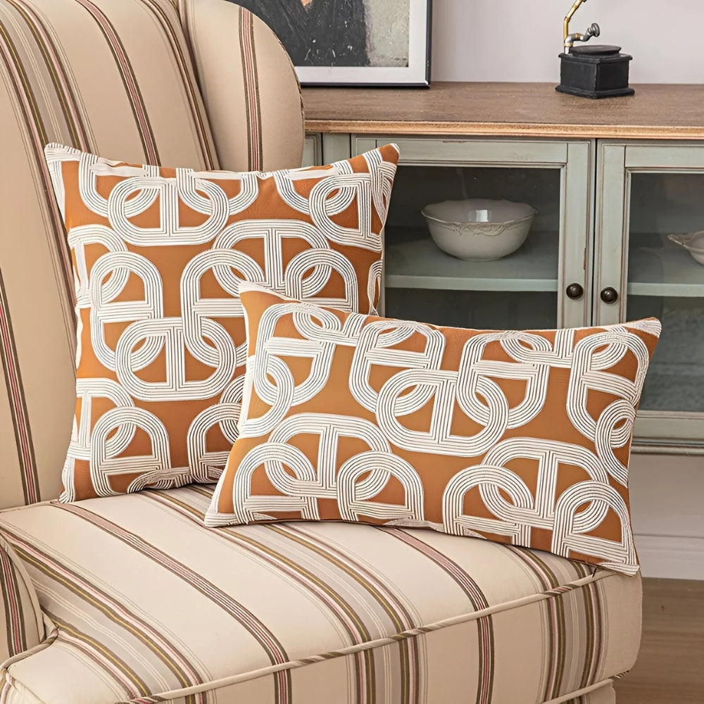 Cushion Cover Embroidered Interlock Cotton-Microfiber Blend Machine Washable