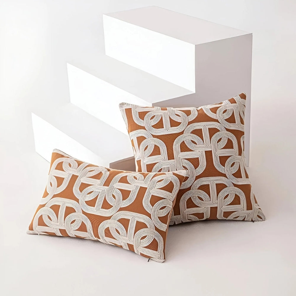 Cushion Cover Embroidered Interlock Cotton-Microfiber Blend Machine Washable