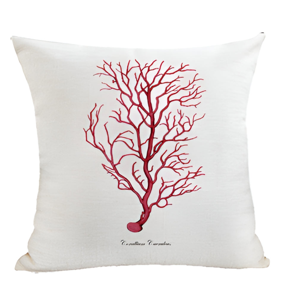 Cushion Cover Embroidered Ocean Design Cotton Linen Zipper